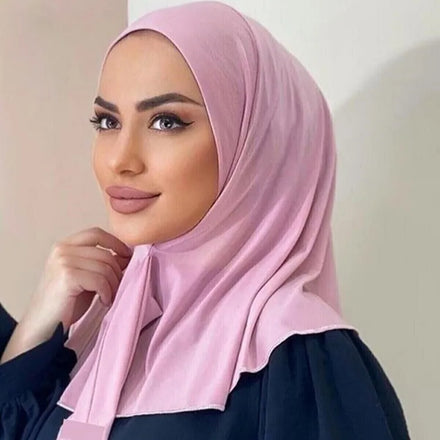 Hot Sale Fashion Plain Muslim Scarves Turban Shawls Wholesale Women Khimar Hijab With Band Wrap Headscarf