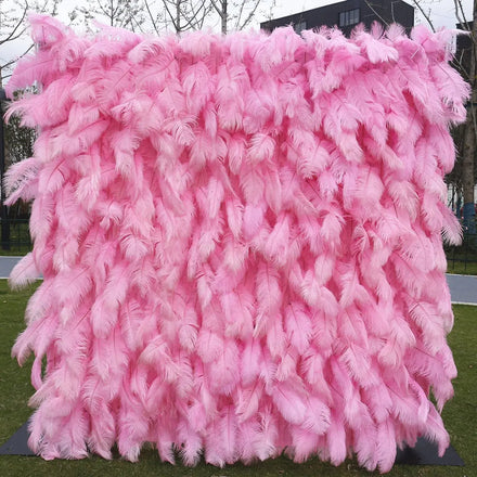 High Quality Roll up Feather Flower Wall Backdrop Classical Color Wedding Decor Backdrop