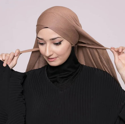 Newest Design Muslim Front-Cross Jersey Hijab Scarf Women Plain Premium Instant Cotton Stretchy Tie-back Headband Hijabs Shawls