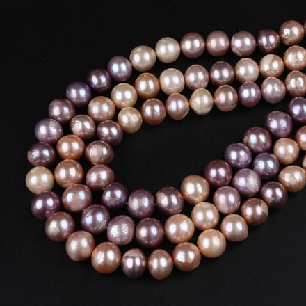 Wholesale Natural Pink Purple 11-13mm Round AA Grade Edison Freshwater Pearl Strands Third Party Certified for Jewelry Making