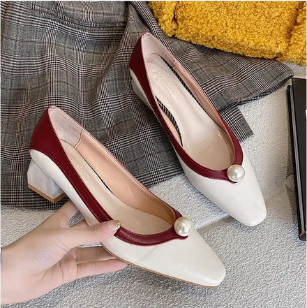 Fashion Comfort Ladies Beautiful Jelly Low Square Heels Pumps Shoes for Women New Styles