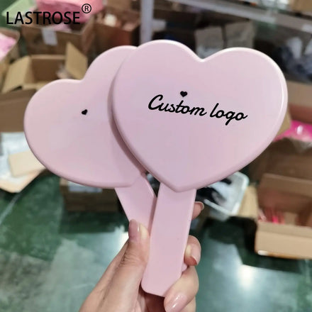 Handheld Pocket Makeup Mirror Vintage Personalized Portable Mini Pink Heart Hand Held Vanity Mirror With Logo
