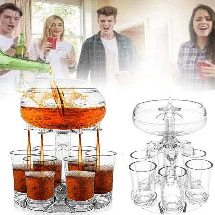 Party Drink Dispenser with 6 Shot Glasses Set 6 Shot Glass Dispenser and Holder