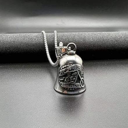 Ghost Rider Skull on Motorcycle Biker Luck Keyring Motorcycle Bell with Hanger Guardian Motorcycle Bell Gremlin