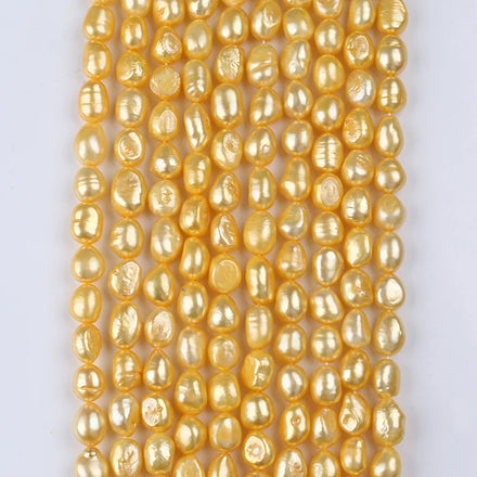 Wholesale Natural 8-9mm Gold Color Baroque Freshwater Pearl Beads Strands Grade Third Party Certified Zhuji Brand Zhejiang China