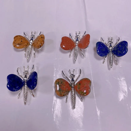 HZ Beautiful Natural Quartz Butterfly Carvings Fluorite for Healing Home Decoration