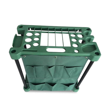 Easy Carry Double Tier Plastic Multi Function Detachable Tool Storage Holder Shelf Units Garden Tool Racks with Rolling Wheels