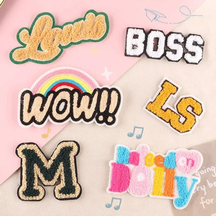Custom Sew on Embroidered Colorful Embroidery Towel Chenille Patches Applique for Hats Clothing
