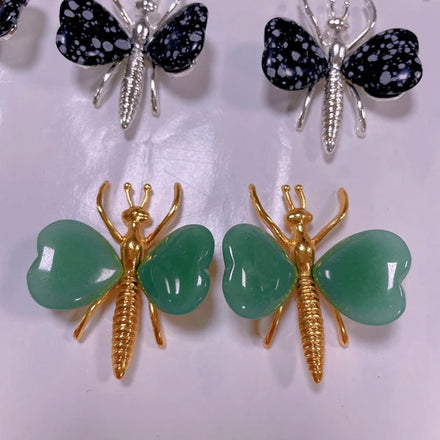 DIY Beautiful Natural 1 Inch Healing Crystal Butterfly Stone Mini Flourite Carving Ornament Decoration