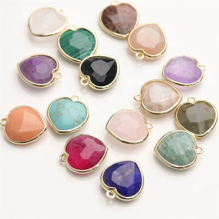 Brass Crystal Rhinestone Heart Shape Charm Pendant for Necklace Earring Bracelet Jewelry Making