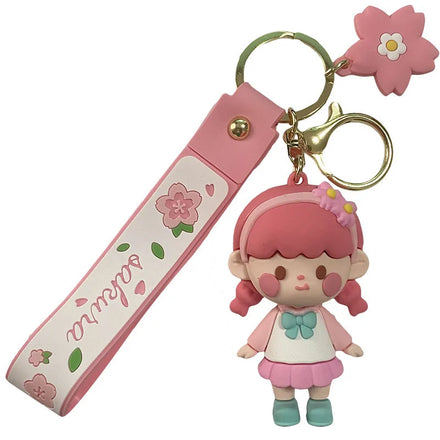 Hot Cartoon Bubble Nose Princess Doll Key Chains Cute Girls Mini 3D Figure PVC Rubber Keychain in Bulk