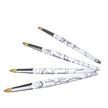 Personalized Kolinsky Marble Acrylic Handle Acrylic Powder Painting Crimpe Nail Brush