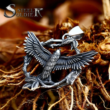 2022 European Hot Sale SS8-1009P Steel Soldier Eagle Necklace Silver Animal Pendant Stainless Fashion Pendants Charms