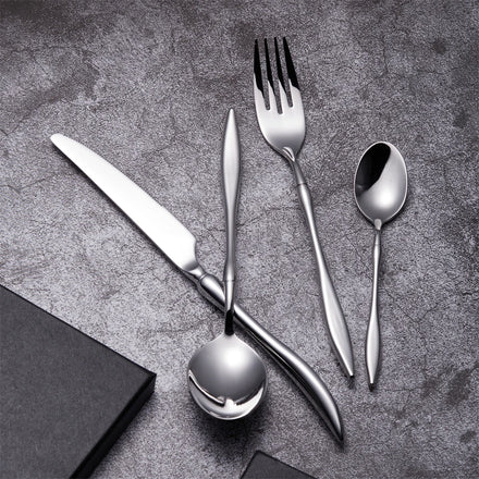 High Grade Outdoor Camping Cutlery Set Gold Silverware 304 Stainless Steel 18/8 Flatware Tableware Dinnerware for School Canteen