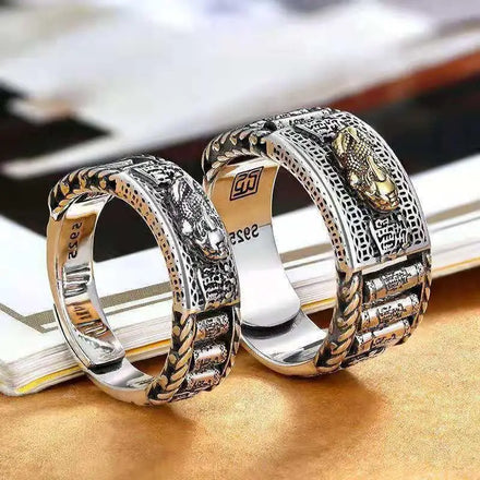 Pixiu Feng Shui Anillo Amulet Ring Men Retro Bring Wealth Lucky Feng Shui Pixiu Wealth and Protection Ring