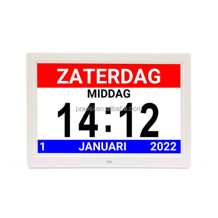High Quality 12-Inch Digital Day Clock Large Letters Design Desk Clock Dutch User Manual Dementia Alarm Features Electronic