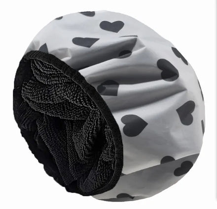 Women Terry Cloth Lined EVA Exterior Reusable 3 Layers Waterproof Bath Hair Cap