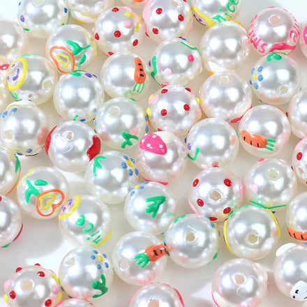 12mm Smile Childishness Painted Eye DIY Jewelry Accessories Imitation Pearl Round Plastic Pearl Beads with Hole