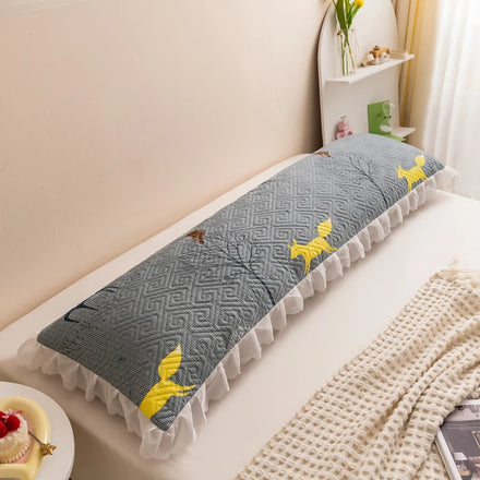 Fashion Print Lacy Quilted Pillow Case 120/150/180cm Long Pillowcase Large Size Couple Body Pillow Cover