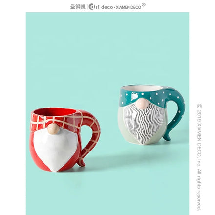 2026 Customized Ceramic Christmas Mug Set Funny 3D Beard Santa Claus Design Cups