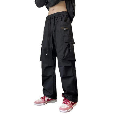 2022 Wholesale Boy Wide Leg Pants Elasic Waist Jogger Cargo Pants Men Side Pockets Cargo Track