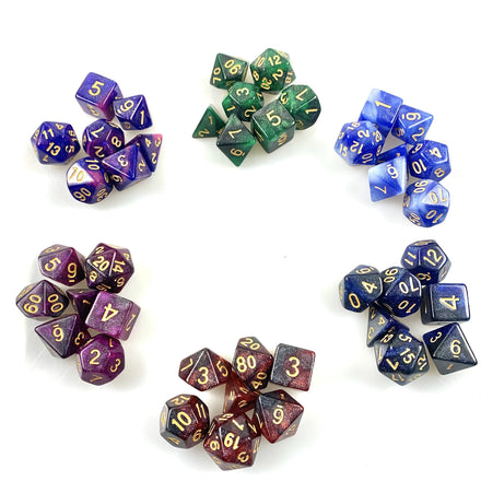 Starry Double Color  Brands Polyhedral Resin Dice Professional Casino Custom Dices Unit Price Include 7 Pieces Dices