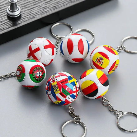 Wholesale Pvc 3D Football Keychain Custom 2022 Qatar Soccer Fans National Flag Keyring