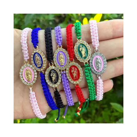 Virgin Mary & San Judas Gold Plated Adjustable Charm Bracelet Protection Prosperity Good Luck Catholic Jewelry