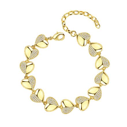 Fashion personality trend lady's 18K gold plated jewelry heart shape hip hop bracelet fashion high jewelry