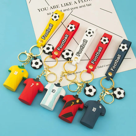 Creative Football Jersey Rubber Keychain Cartoon Cute Doll Key Holder Fashion Couple Bag Ornament Durable Car Pendant