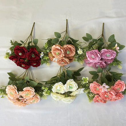 Decoration Handcraft Peony Bulk Cheap Artificial Flower Seven Big Camellias