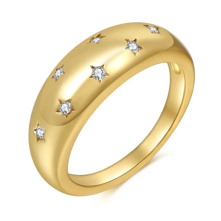 Zuola Wholesale Luxury Jewelry Fashion Inlay Star Zircon 18K Real Gold Plated Finger Ring Unique Design Fine Ring for Daily Gift