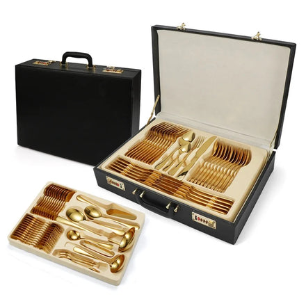 Hot Selling 72 Pcs Stainless Steel Cutlery Set Knife Fork Soup Spoon Gold Silverware Wedding Flatware Set