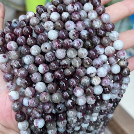 Natural Plum Tourmaline Genuine Cherry Blossom Tourmaline 6/8/10mm Loose Smooth Beads Strand Factory Wholesale Plum Tourmaline