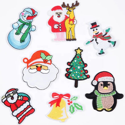 Christmas Embroidered Patches Label Wholesale Custom Made Iron on Embroidery Patch for Clothing Applique