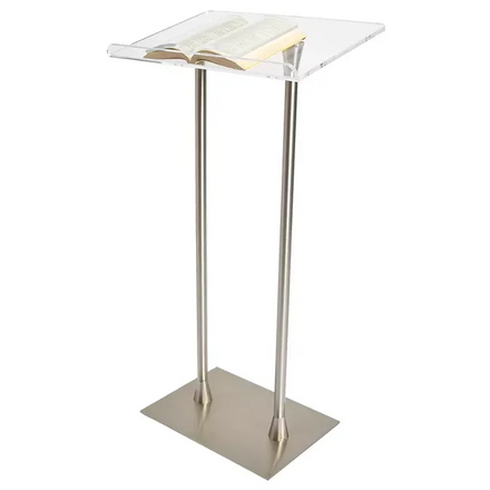 Acrylic Straight Standing Steel with Metal Acrylic Lectern Podium Pulpit Clear Pole Acrylic Table for School