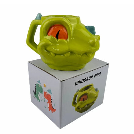 Creative Cartoon 3D Animal Dinosaur Shaped with Rope Ceramic Coffee Mug Custom Gift Box for Presents