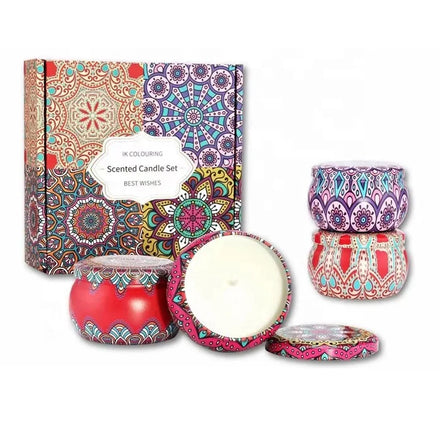 Wholesale Luxury Gift Set Hot Sales Metal Aroma Tins Jar Scented Candles Natural Soy Wax for Easter Ramadan Father's Day
