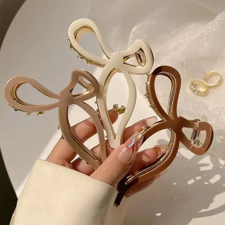 MIO 11.5cm Bowknot Metal Hair Claw Clips Elegant Vintage Acetate Hair Claw Clips Big Shark Hair Clips Accessories for Women