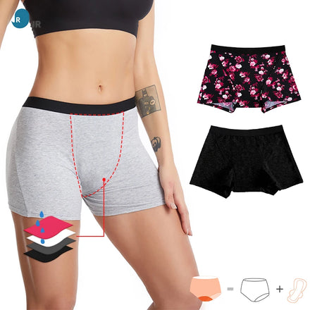 4 Layers Flowery Leopard Girls Panties Postpartum Physiological Incontinence Teens Menstrual Period Panties Underwear