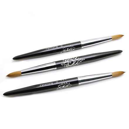 Custom Pure Crimped Kolinsky Hair Black Metal Handle Acrylic Nail Art Brush