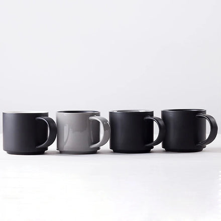 Custom LOGO Black Frosted Mug Japanese Style Matte Ceramic Coffee Mug