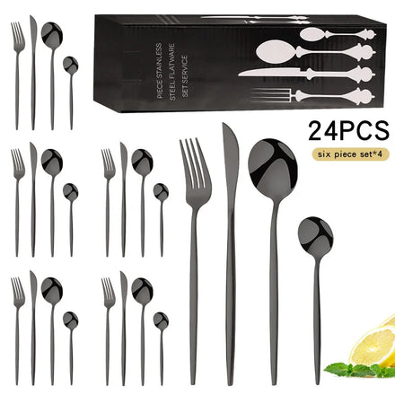 Stainless Steel 24 Pcs Portuguese Cutlery Set Steak Spoon High Quality Stainless Steel Flatware