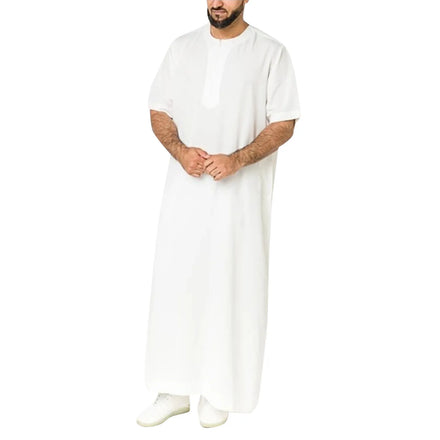 Hot Selling Jubba Muslim Men Clothing Thobe Caftan Half Sleeves Saudi Arab Daffah Dubai Thobe for Men