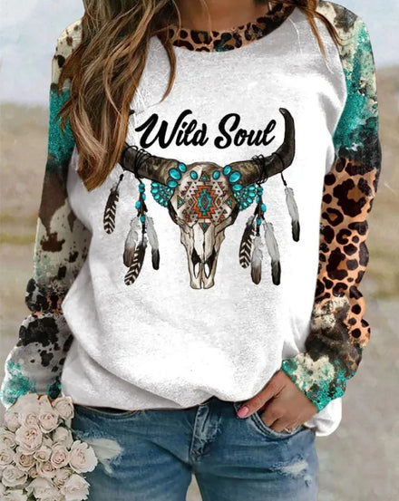 Indian Tribal Aztec Graphic Print Women's Retro Sweatshirts Harajuku Fashion Vintage Casual Pullovers for Spring