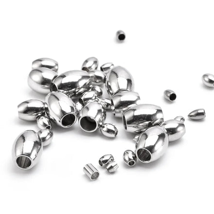 Wholesale 100Pcs/Bag Stainless Steel Round Bucket Spacer Beads Necklace Bracelets Oval Spacer Beads for Jewelry Making