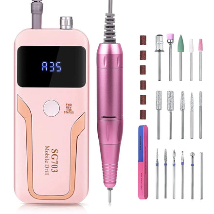 Electric Nail Drill Manicure Pedicure Polishing Tools Rechargeable Nail Drill and Nail Lamp Rechargeable 35000 RPM 8 Hours