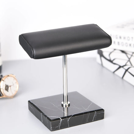 Custom Luxury PU Leather Marble Watch Display Stand Single Holder with Hexagon Shape and Customized Logo