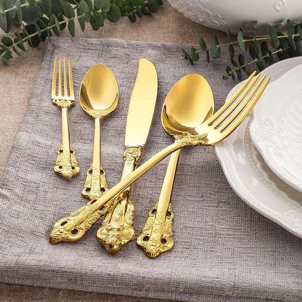 Gorgeous Forks and Spooms for Restaurant Gold Set Cutlery