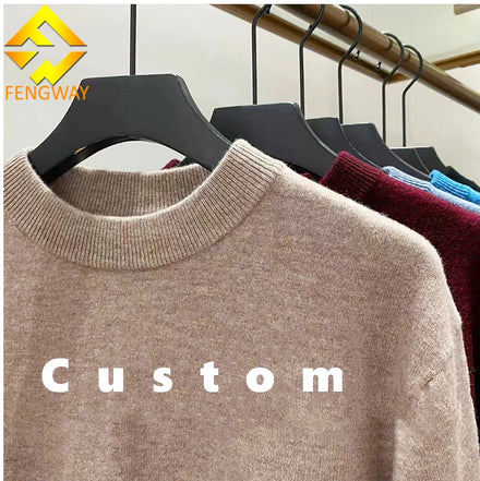 Fengway Custom 100% Wool Men's Autumn Knitted Half Turtleneck Pullover Sweater